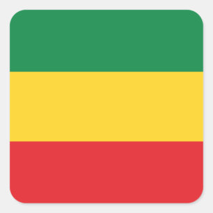 Green, Gold (Yellow) and Red Colours Flag Square Sticker