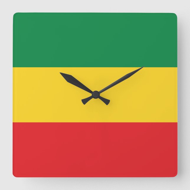 Green, Gold (Yellow) and Red Colours Flag Square Wall Clock (Front)