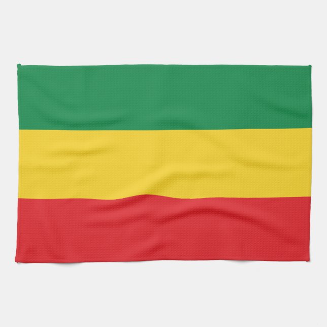 Green, Gold (Yellow) and Red Colours Flag Tea Towel (Horizontal)