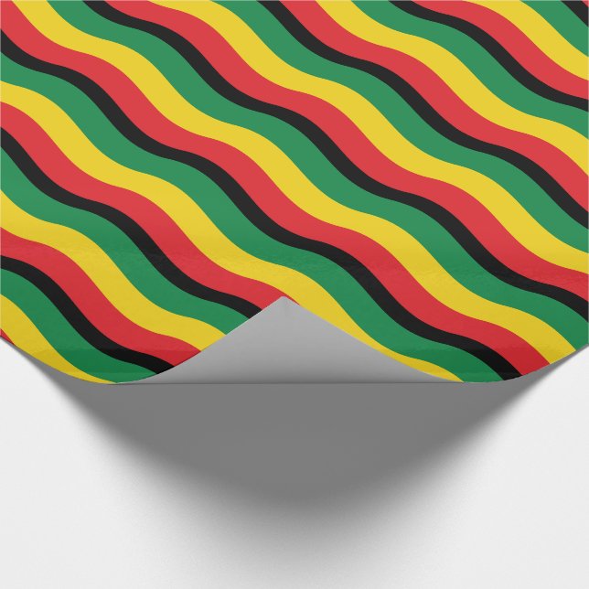 Green, Gold (Yellow) and Red Colours Flag Wrapping Paper (Corner)