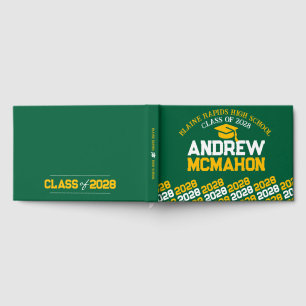 Green & Gold Yellow Graduation Personalised Guest Book