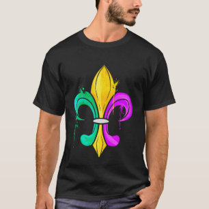 Green Golden And Purple Fleur De Lis For Mardi Gra T-Shirt