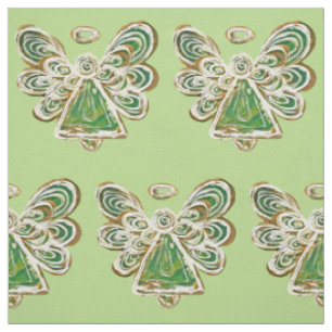 Green Golden Guardian Angel Art Fabric Material