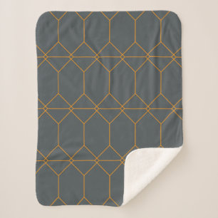 Green, golden, simple, retro, elegant illustration sherpa blanket