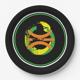 Green/Golden Yellow/Black Basketball 9" Plates