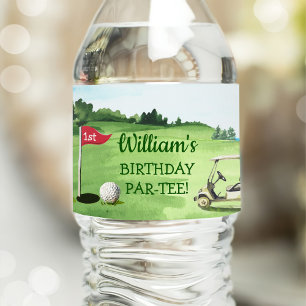 Green Golf 1st Birthday Par-tee Water Bottle Label