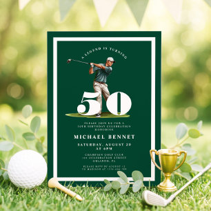 Green Golf 50th Birthday Invitation