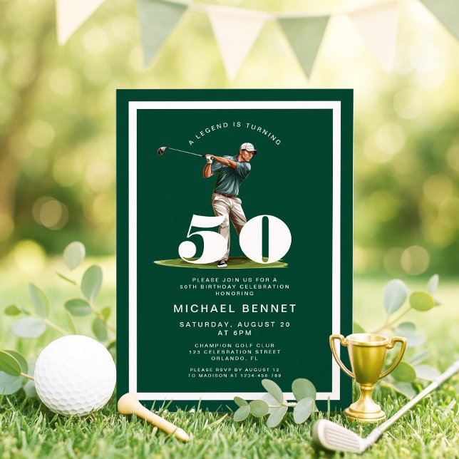 Green Golf 50th Birthday Invitation (Green Golf 50th Birthday Invitation)