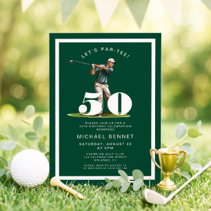 Green Golf 50th Birthday Invitation