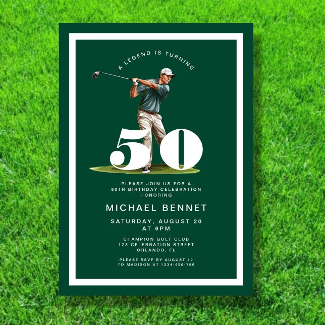 Green Golf 50th Birthday Invitation (Green Golf 50th Birthday Invitation)