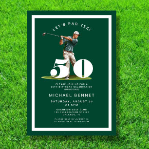 Green Golf 50th Birthday Invitation