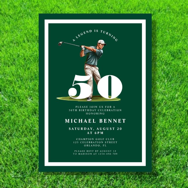 Green Golf 50th Birthday Invitation (Green Golf 50th Birthday Invitation)