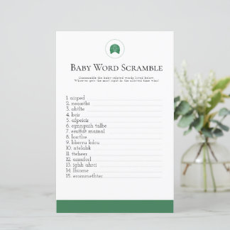 Green golf baby word scrabble baby shower 