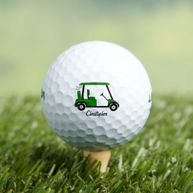 Green Golf Buggy Design Golf Balls (Insitu Tee)