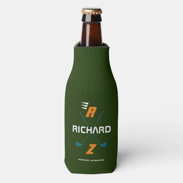 green golf canbottle cooler personalised (Bottle Front)