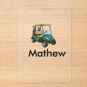 Green golf car name man sports boy gifts letter acrylic invitations
