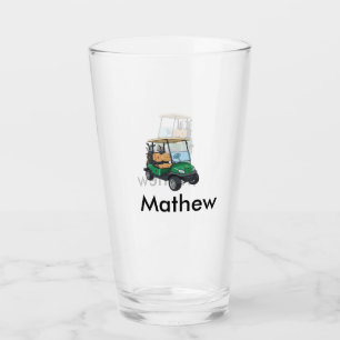 Green golf car name man sports boy gifts letter  glass