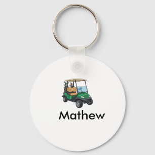Green golf car name man sports boy gifts letter  key ring