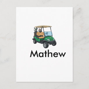Green golf car name man sports boy gifts letter  postcard