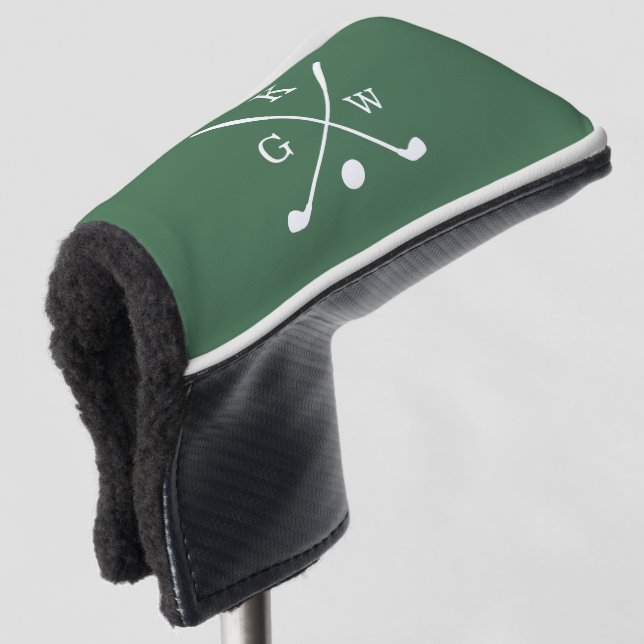Green Golf Clubs Monogram Head Cover (3/4 Front)