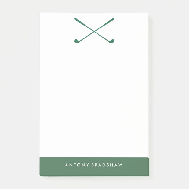 Green Golf Clubs Personalised Post-it Notes (Front)