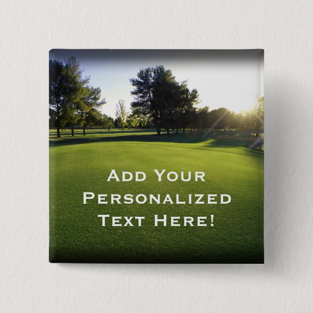 Green Golf Course at Dawn 15 Cm Square Badge (Front)