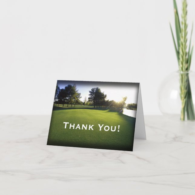 Green Golf Course at Dawn Thank You Card (Front)