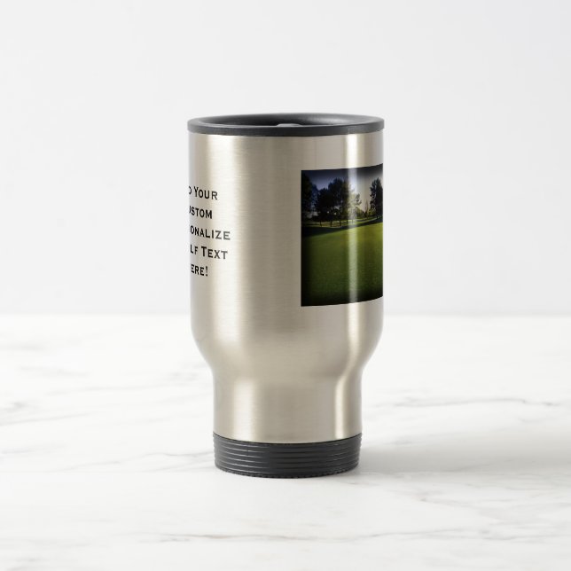 Green Golf Course at Dawn Travel Mug (Center)
