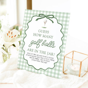 Green Golf Guess How Many Golf Balls Baby Shower Pedestal Sign