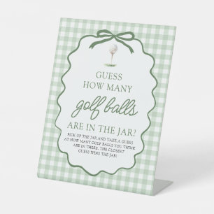 Green Golf Guess How Many Golf Balls Baby Shower Pedestal Sign