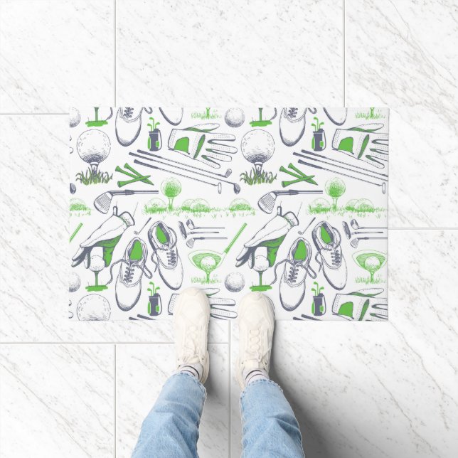 Green Golf Icons Pattern Doormat (Indoor)