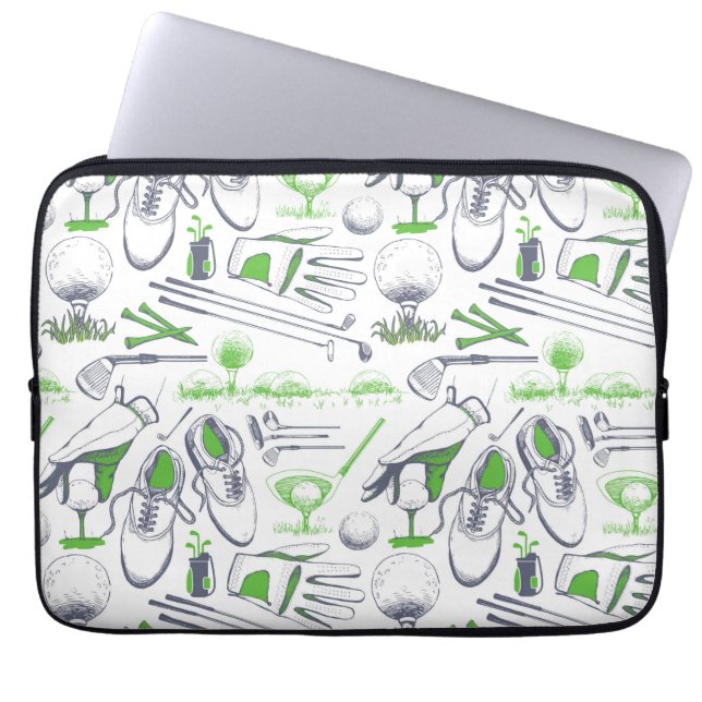 Green Golf Icons Pattern Laptop Sleeve (Front)