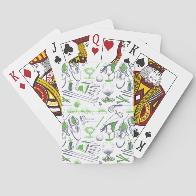 Green Golf Icons Pattern Playing Cards (Back)