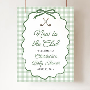 Green Golf New to the Club Baby Shower Welcome Poster