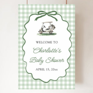 Green Golf New to the Club Baby Shower Welcome Poster