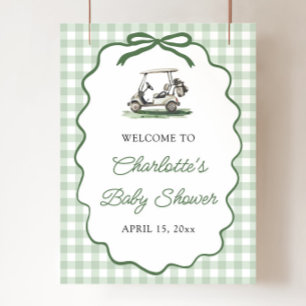 Green Golf New to the Club Baby Shower Welcome Poster
