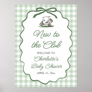 Green Golf New to the Club Baby Shower Welcome Poster