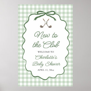 Green Golf New to the Club Baby Shower Welcome Poster