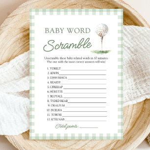 Green Golf New to the Club Baby Word Scramble Game Invitation