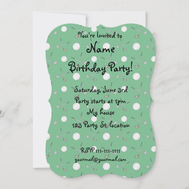 Green golf pattern invitation (Front)