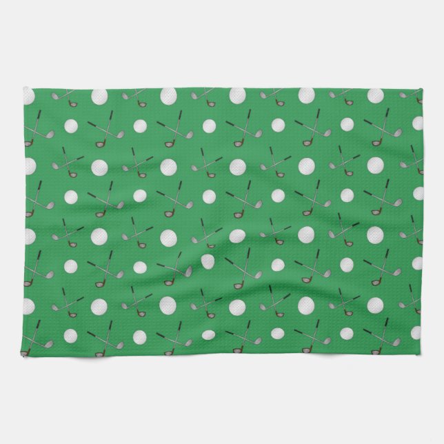 Green golf pattern tea towel (Horizontal)