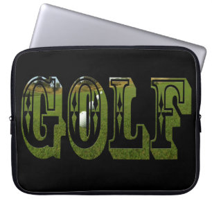 Green Golf Picture Logo On Black, Laptop Sleeve