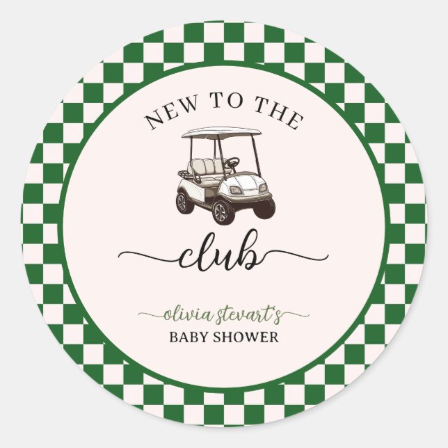 Green Golf  theme Baby shower Classic Round Sticker (Front)