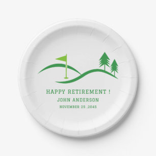 Green Golf Theme Retirement Party Paper Plate