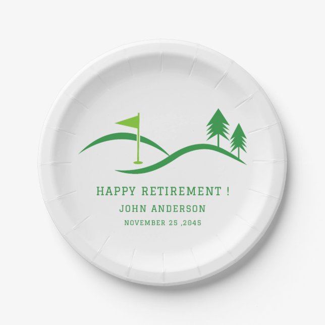 Green Golf Theme Retirement Party  Paper Plate (Front)