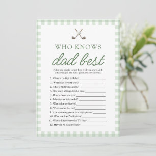 Green Golf Who Knows Dad Best Baby Shower Game Invitation