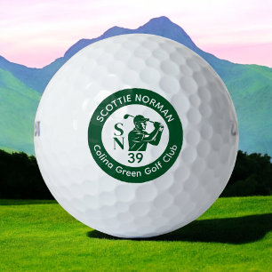 Green Golfer Logo Golf Club Name Balls