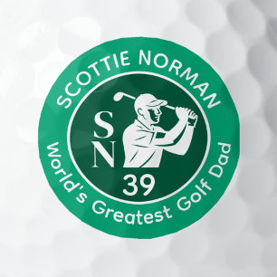Green Golfer Logo 'World's Greatest Golf Dad' Golf Balls