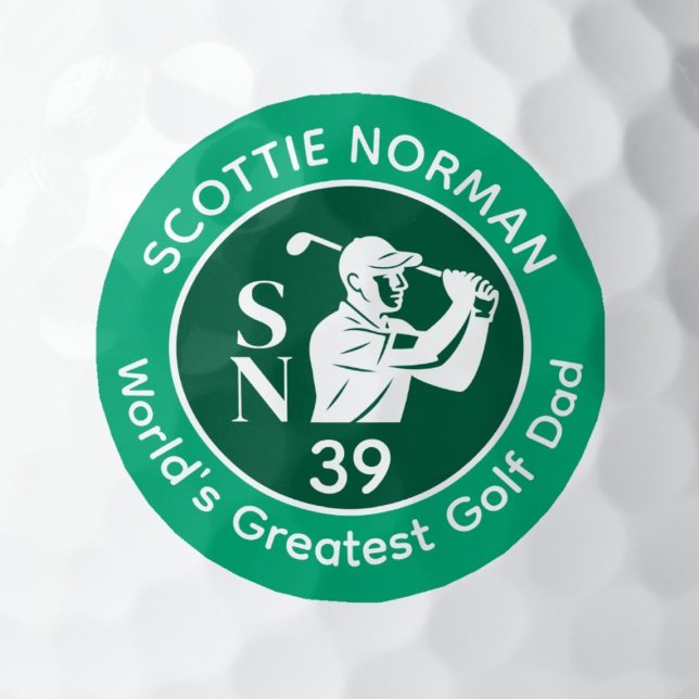 Green Golfer Logo 'World's Greatest Golf Dad'  Golf Balls (Creator Uploaded)