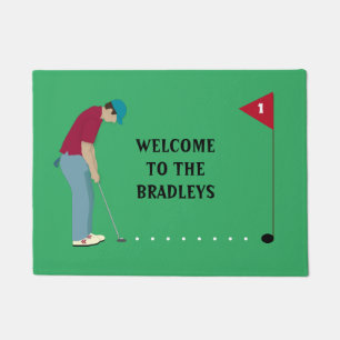 Green Golfer Putting Ball  Doormat